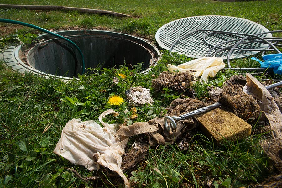 septic tank at property exteriors opened for inspection lake ozark mo